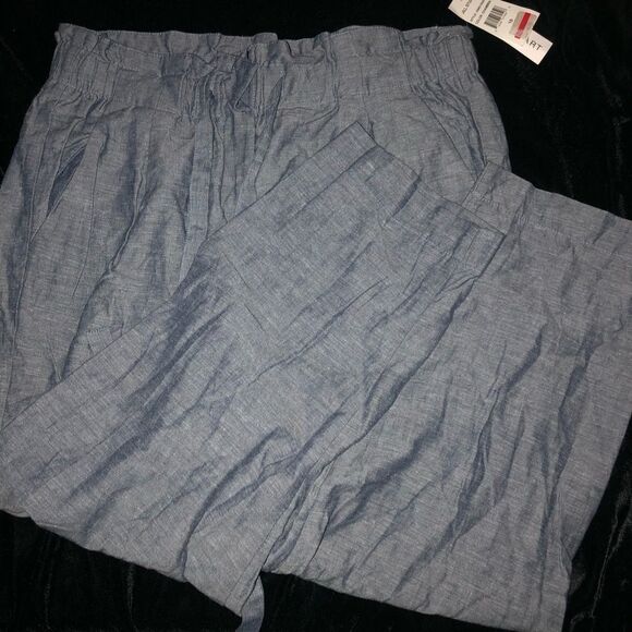 Jill Stuart Linen Blend High Rise Cropped paperbag  Pants 10 - Picture 5 of 6